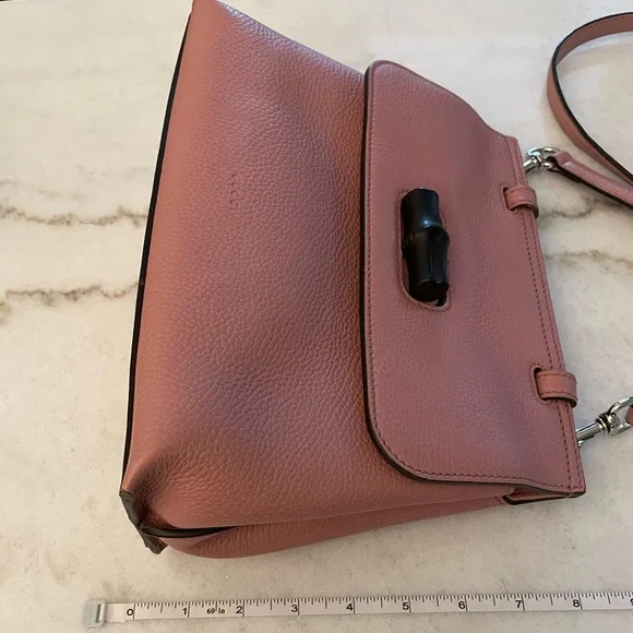 Gucci Bamboo Daily Dusty Rose Blush Pink Leather Satchel - Picture 13 of 16